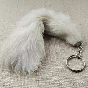 Real White Fur Hair Key chain Handmade Keys Holder White Keychain